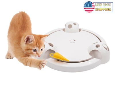 5 STAR SUPER DEALS 360 Interactive Cat Mouse Toy - Random Rotating Mouse Teaser Toy w/ Peekaboo Dom