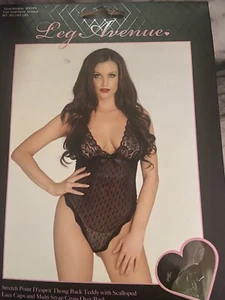LEG AVENUE TEDDY BODYSUIT BLACK WOMEN'S ONE SIZE ONE PIECE FITS FETISH SEXY - Picture 1 of 2