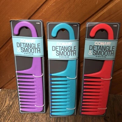 3 Pack CONAIR DETANGLE & SMOOTH COMB FOR WET OR DRY HAIR New - Image 1 of 3