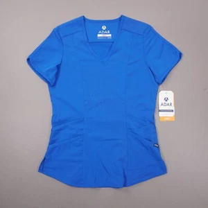 NEW ADAR PRO Tailored Fit Modern V-Neck Scrub Top Women XXS Royal Blue P7002 NWT - Picture 1 of 10