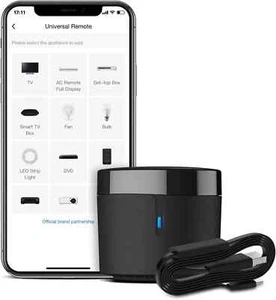 BroadLink RM4mini Smart Remote Hub mit Sensor RM4 mini + Sensorkabel, schwarz - Bild 1 von 11