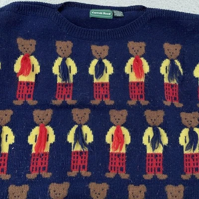 Vintage Carroll Reed Wool Sweater Womens Small 3D Knit Teddy Bear Novelty 80s - Image 1 of 4