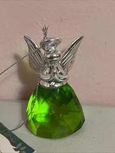 Neu mit Etikett Ganz Weihnachtswünsche Engel Ornament grün Glas Kristall 2,5 Zoll - Bild 1 von 6