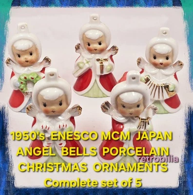 DE COLECCIÓN MCM ENESCO FIGURAS ÁNGEL CONJUNTO CAMPANA NAVIDAD PORCELANA JAPÓN AÑOS 50   Foto 1 de 4