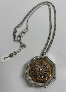 GORGEOUS NWT BRIGHTON DYNASTY GOLD & SILVER  REVERSIBLE 2 PHOTO LOCKET MSRP $168 - Picture 1 of 7