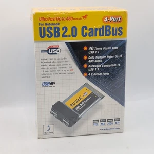 BUSLink 4 puertos USB 2.0 CardBus tarjeta PC para portátil UII-CB4 + adaptador de CA nuevo - Imagen 1 de 10
