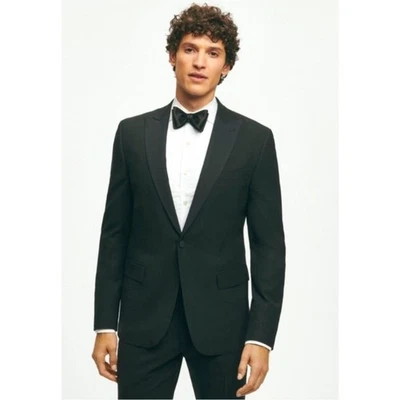 Brooks Brothers Baron Black Wool Tuxedo Jacket Mens 38S Formal Wedding Blazer - Image 1 of 4