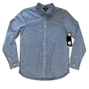 Volcom Button Up Shirt Mens Medium Gray Long Sleeve Stretch Casual Oxford NWT - Picture 1 of 11