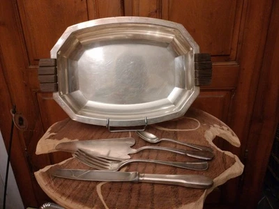 lot de couverts et Plat en métal argenté Christofle Ercuis Durousseau Et Raynaud - Photo 1/4