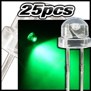 452/25# LED grand angle vert 25pcs - straw hat LED 4,8mm Green grün verde - Foto 1 di 1