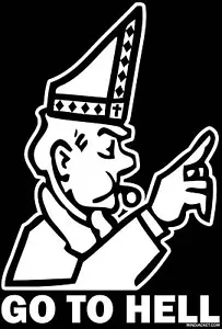 GO TO HELL shirt (pope monopoly church god satan goth catholic jesus christ lol) - Picture 1 of 2