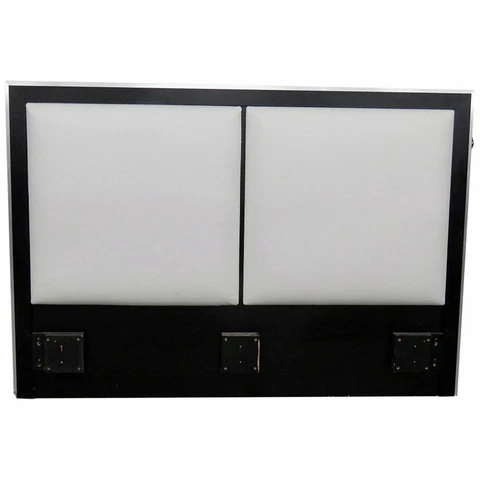 King Size White Leather Contemporary Ralph Lauren Style Ebonized Headboard Cover