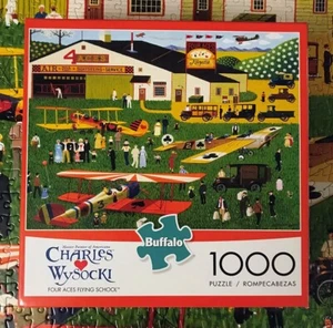 Four Aces Flying School Jigsaw Puzzle by Buffalo Puzzles 1000 Pieces - Picture 1 of 4