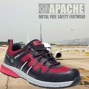 Apache Mallory S1P Red/Black Lightweight Non-Metallic Toe/Midsole Safety Trainer - Picture 1 of 4