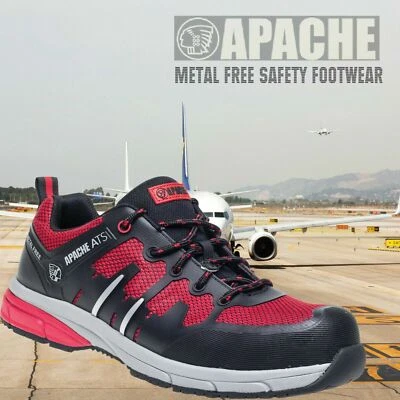 Apache Mallory S1P Red/Black Lightweight Non-Metallic Toe/Midsole Safety Trainer