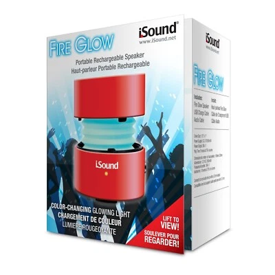 Fire Glow Red Portable Rechargeable Speaker Isound Color Changing Glowing Light - Image 1 of 3