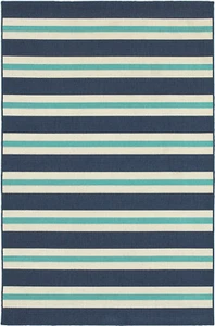 Sphinx Blue Contemporary Synthetics Stripes Rows Bars Area Rug Striped 5701B - Picture 1 of 8