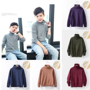 Knitted Sweater Soft Clothing Sweater Winter Turtleneck Children's Clothing - Picture 1 of 21