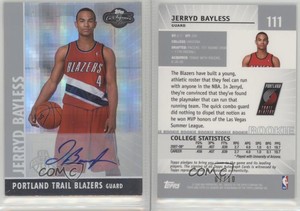 2008-09 Topps Co-Signers Silver Hyper /10 Jerryd Bayless #111 Rookie Auto RC
