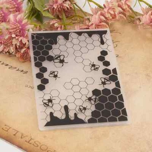 Bees Honeycomb Background Plastic Embossing Folder Scrapbooking Card Craft - Picture 1 of 2