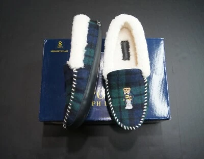 Zapatilla Polo Ralph Lauren Para Hombre Yarmond Polo Oso Tartán Cuadros Piel de Oveja 8M Nueva en Caja Foto 1 de 4