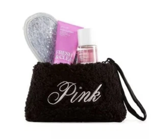 Victoria's Secret Pink Fresh & Clean Mist & Lotion & Fleece Bag Gift Set Travel - Picture 1 of 3