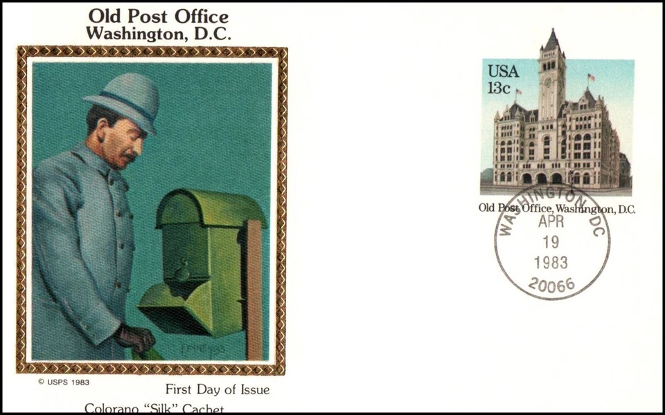 USA Post Card - 1983 - Old Washington Post Office, Scott # UX99 Colorano FDC - Image 1 of 1