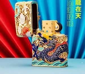 Nuevo Encendedor de Aceite Zippo Dragón Dorado Azul Dragón con Caja - Imagen 1 de 2