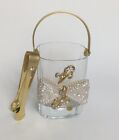 Unique Small Crystal Glass Ice Bucket with Gold 3D Bow, Tongs, Handle -  Italy