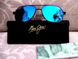 *NWT* MAUI JIM MANO Dark Navy & Blue Hawaii Polarized Sunglasses ~ B877-03 - Picture 1 of 13