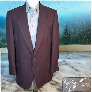 Pierre Cardin Jacket Sport Coat Mens 42L Red Herringbone Tweed Ventless - Picture 1 of 10