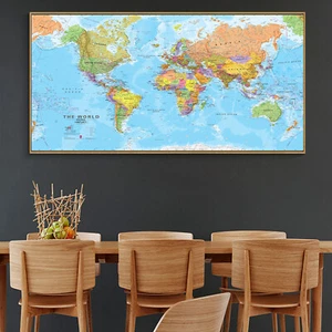 Globe Geographic Political HD World Map Canvas Poster Education Art Unframed 120 - Picture 1 of 9