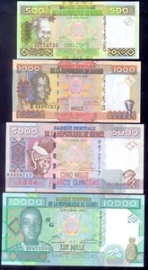 Guinea  Set 500 - 10000 Francs  2006  P39 - 42  UNC - Picture 1 of 2