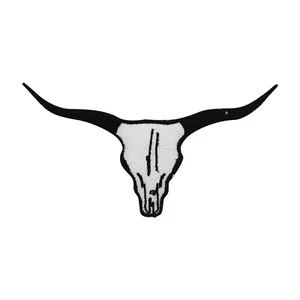 Longhorn Bull Skull Patch, Biker patch Embroidery Iron on Sew on Patch 9x5cm - Picture 1 of 1