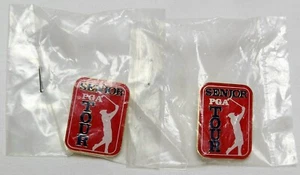 Vintage Senior PGA Tour Golf Commemorative Square Lapel Pin Bundle Pinback Qty 2 - Picture 1 of 3