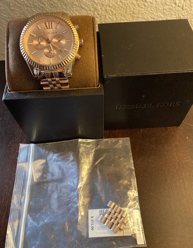 Orologio da polso Michael Kors Lexington Unisex Quadrante Rosa Placcato Oro Rosa MK8319