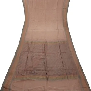 Vintage Beige Sarees 100% Pure Silk Georgette Woven Sari 6YD Decor Craft Fabric - Picture 1 of 6