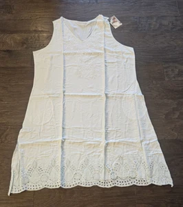 NEW Soft Surroundings White Celestia Night Gown Dress Embroidered Cutout 2X NIP - Picture 1 of 11