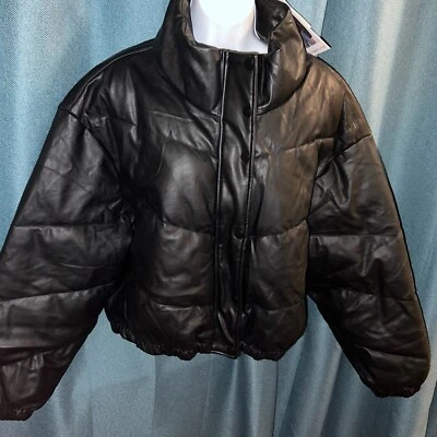 Abrigo acolchado negro recortado Celebrity Pink Juniors talla XXL NUEVO CON ETIQUETAS Foto 1 de 3