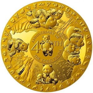 40 Gramm 25$ Salomon Islands Goldmünze Panda - 40. Jubiläum 2022 in Kuppelform - Bild 1 von 2