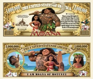 ✅ Pack of 100 Disney's Moana Animation Money Collectible 1 Million Dollar Bill ✅ - Picture 1 of 6