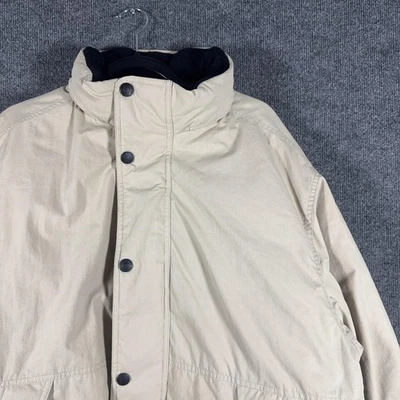 Chaqueta de plumón de ganso Eddie Bauer para hombre alta grande caqui polizón capucha cremallera abrigo Foto 1 de 4