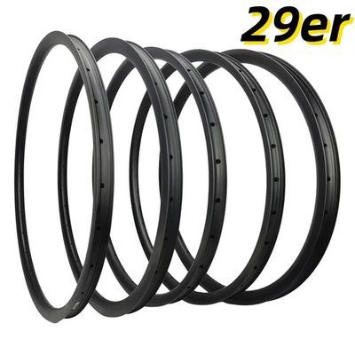 29ER Carbon Bike Rims 30-38mm Wide 20-30mm Depth Hookless Tubeless MTB Rims - Image 1 of 4