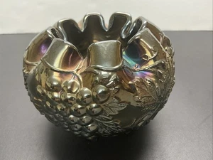 Vintage Duncan Carnival Iridescent Rose Bowl Grape Delight 6 Footed 5.5” X 4”h - Picture 1 of 6
