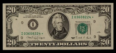FR 2078-I* $20 1990 Federal Reserve Note US - Star Note - AU+ - SKU-CA1898 - Image 1 of 2