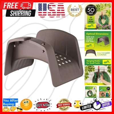 Compact Wall Mount Hose Holder for 50 ft. Hoses – Protects Your Garden Equipment - Image 1 of 4