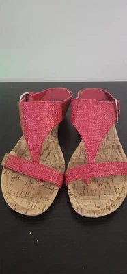 Impo Red Cork Wedge Slip On Sandals Size 8 - Image 1 of 4