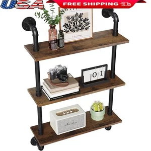 Estantes flotantes industriales de 24" estantes para tuberías estantes de pared de madera rústica de 3 niveles - Imagen 1 de 31