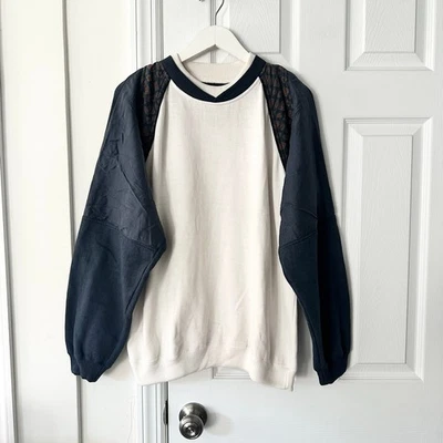 Sudadera Imprints Vintage Raglán Azul Blanco Estampado Seda Borde Y2K Años 90 Mediana Foto 1 de 4