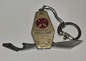 Shanghai China Cross Arrows Metal Pocket Knife Keychain Souvenir Gold Red -- - Picture 1 of 3